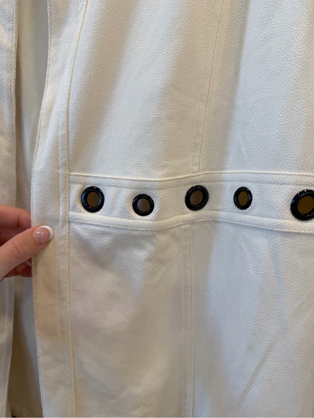 Multiples Cream Open-Front Eyelet Blazer - Picture 5 of 9